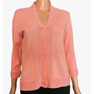 Talbots New With Tags Pink Knit Cardigan Sweater Small Cropped Seed Stitch